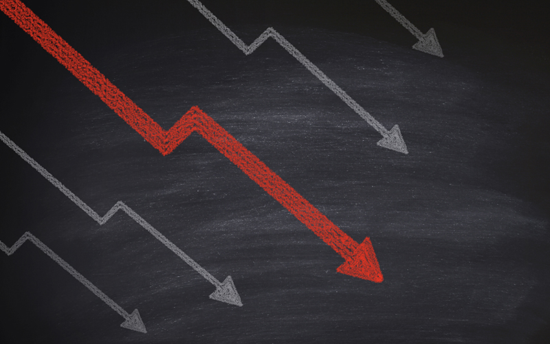 unemployment down, arrow down