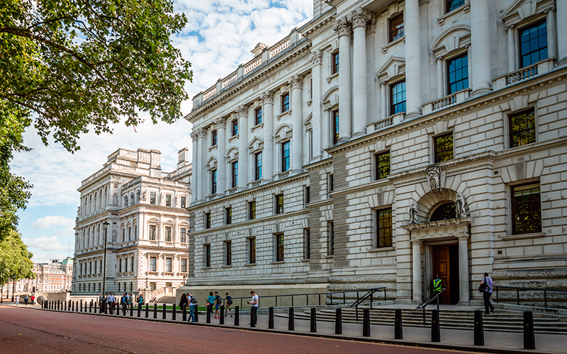 Treasury building in London