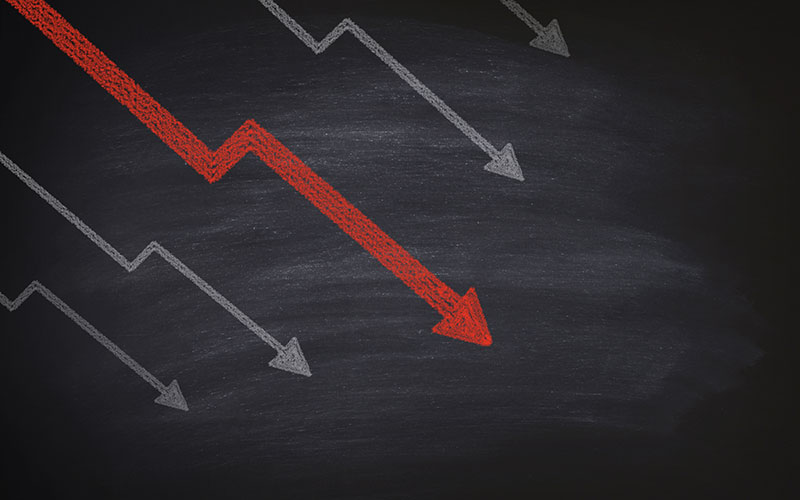 unemployment down, arrow down