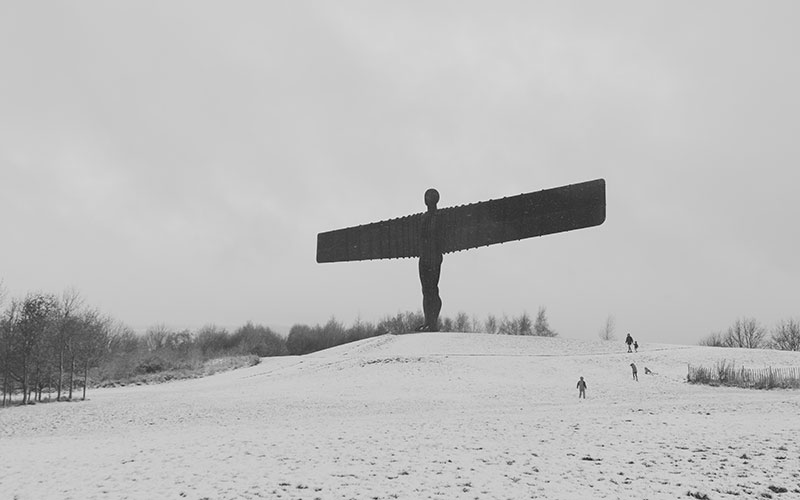 snow, Angel of the North, Newcastle, North-East England