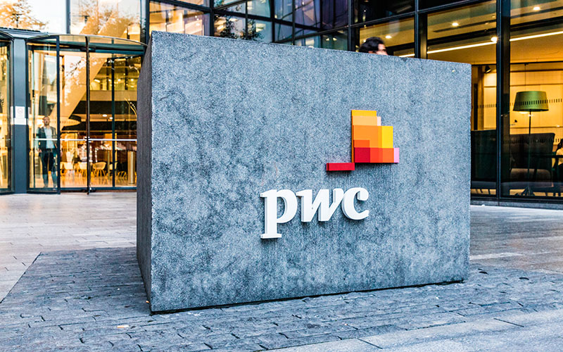 PwC logo on building