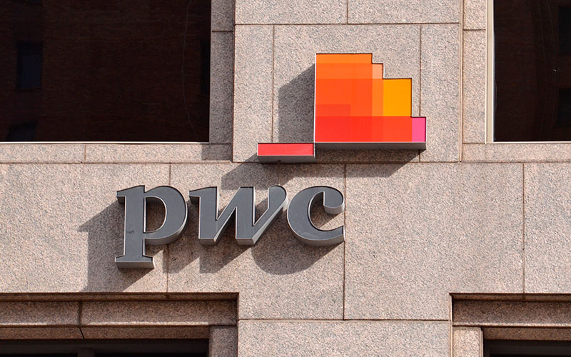 PwC new logo on building