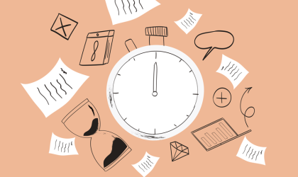 stopwatch time paperwork illustration. credit_shutterstock_2483471553.
