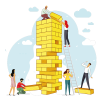 teamwork building tower. credit - shutterstock_1542635594