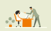 Illustration of a businessman pointing his finger to his employee.CREDIT - shutterstock -1937048539