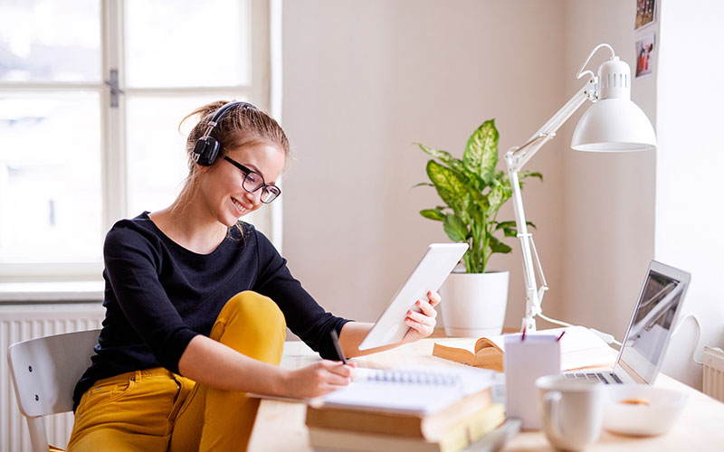 Listing to music while working from home