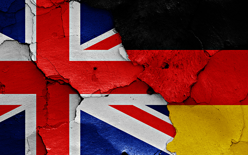 Broken UK/German flags