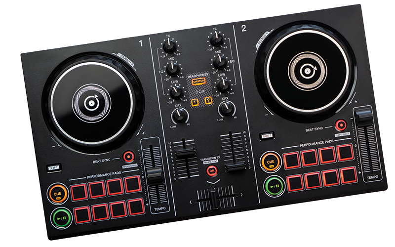 DJ Colorful mixing deck Controller connecting to Laptop-shutterstock-2181977809